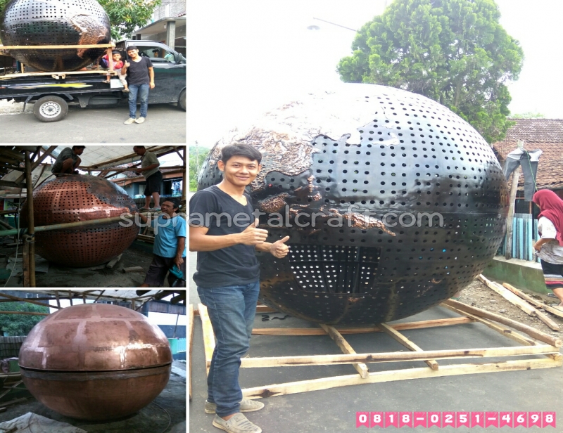Prepare sebelum pemasangan replika bola dunia tembaga aka globe tembaga yg akam ditaruh di tugu lantas kota Langsa Aceh.